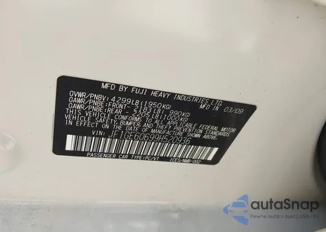 2009 Subaru Impreza 2.5I from USA, damaged, VIN JF1GE60699H520936